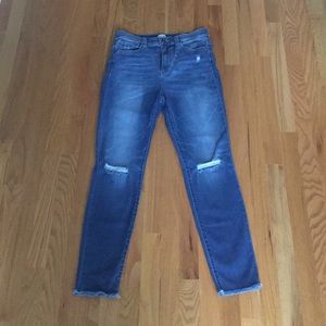 Sneak Peek Ripped Jeans with Fringed Bottoms